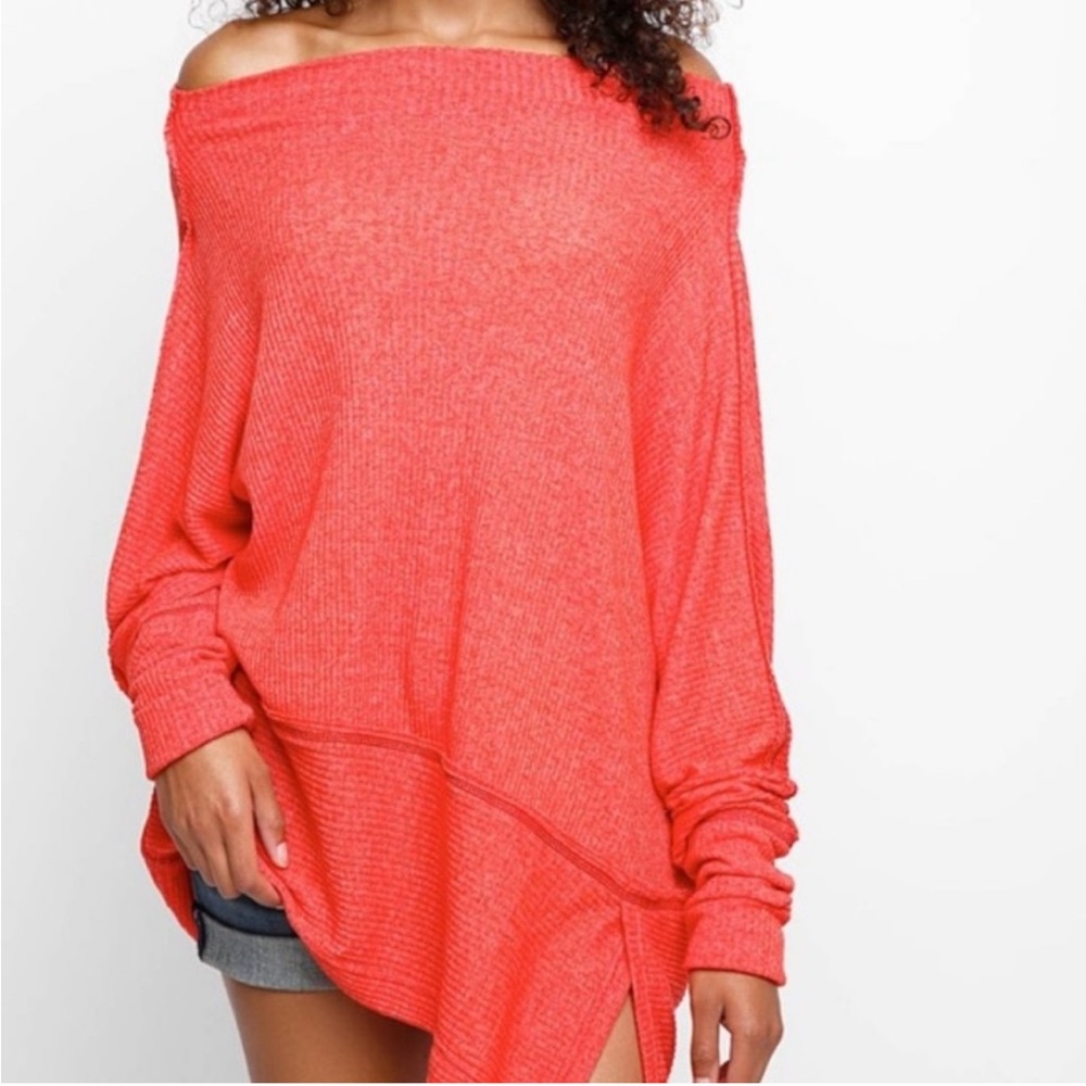 Free People London Town cherry thermal long sleeve top